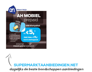 Melodieus kaart Harde ring AH Mobiel prepaid startpakket aanbieding | Supermarkt Aanbiedingen