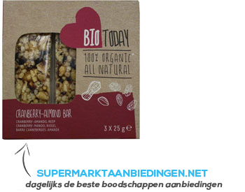 Bio Today Notenrepen cranberry amandel aanbieding